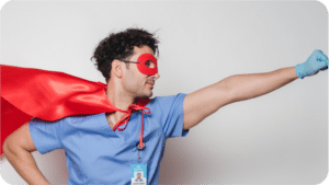 Mann im Superman Kostüm